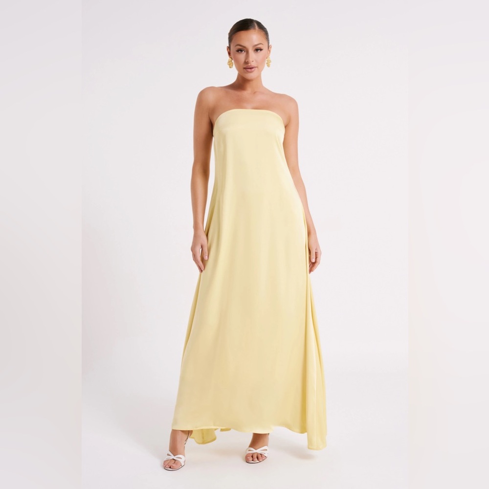 MESHKI Louisa strapless yellow dress
